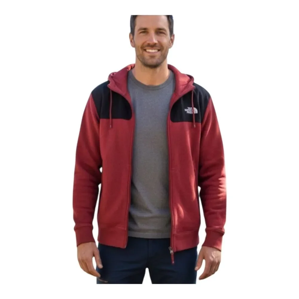 THE NORTH FACE Full Zip Hoodie L Red Maroon Mens Large